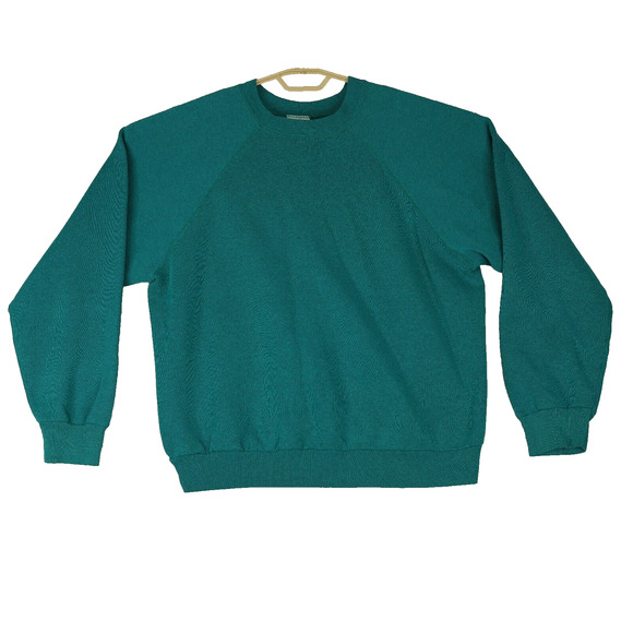 Vintage Tultex Blank Crewneck Sweatshirt Green Mens Large USA Made Long Sleeve - Picture 1 of 6